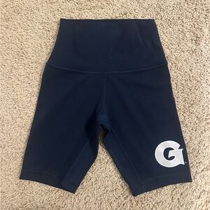 Lululemon Navy High-Waist Bike Shorts with Georgetown Logo